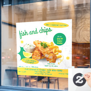 Autocollant Pour Fenêtre Personnaliser la promotion du restaurant de Fish a