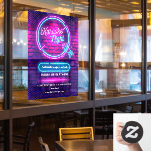 Autocollant Pour Fenêtre Personnaliser l'affiche néon de soirée karaoke de