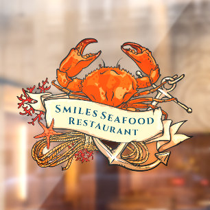 Autocollant Pour Fenêtre Personnaliser l'avant du restaurant à thème Crabe