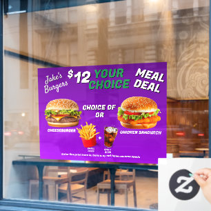 Autocollant Pour Fenêtre Personnaliser le burger restaurant Offre promotion