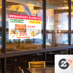 Autocollant Pour Fenêtre Personnaliser le burrito de petit-déjeuner d'un re