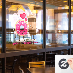 Autocollant Pour Fenêtre Personnaliser le café et les donuts Meilleures ami