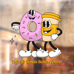 Autocollant Pour Fenêtre Personnaliser le café et les donuts Meilleures ami