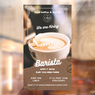 Autocollant Pour Fenêtre Personnaliser l'embauche de barista Brun Blanc Min