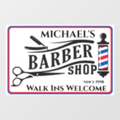 Autocollant Pour Fenêtre Personnaliser l'enseigne de salon de coiffure géné (Feuille)