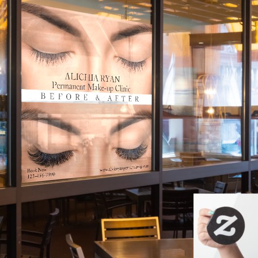 Autocollant Pour Fenêtre Personnaliser les Extensions de Cils Perm Make up  (Fenêtre du restaurant)