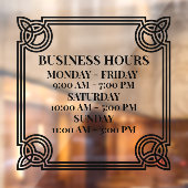 Autocollant Pour Fenêtre Personnaliser les heures d'affaires ornementales V (Feuille 2)