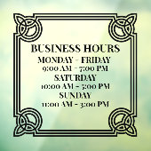 Autocollant Pour Fenêtre Personnaliser les heures d'ouverture ornementales  (Feuille 3)