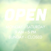 Autocollant Pour Fenêtre Personnaliser les heures d'ouverture | Times Openi (Feuille 3)