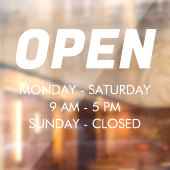 Autocollant Pour Fenêtre Personnaliser les heures d'ouverture | Times Openi (Feuille 2)