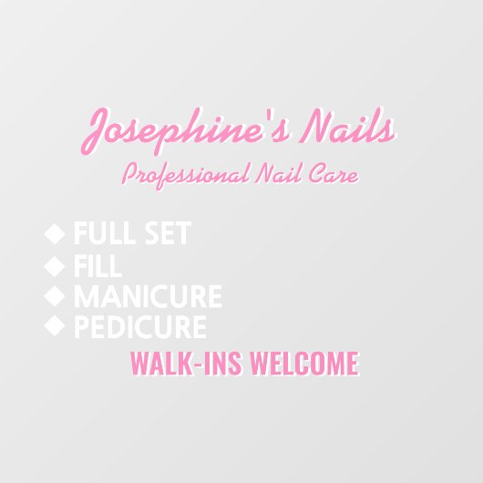Autocollant Pour Fenêtre Personnaliser les services de salon d'onglerie Les (Feuille)