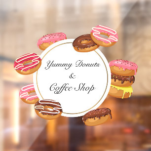 Autocollant Pour Fenêtre Personnaliser Magasin de Pâtisserie Café Donut