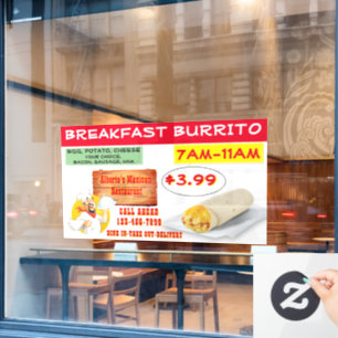 Autocollant Pour Fenêtre Personnaliser Mexicaine Restaurant Petit déjeuner 