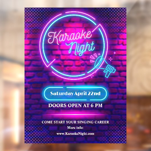 Autocollant Pour Fenêtre Personnaliser Neon Karaoke Nuit Grande (Feuille 2)