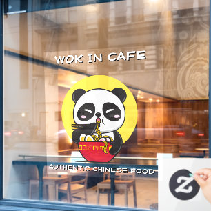 Autocollant Pour Fenêtre Personnaliser Panda Bear Noodles Restaurant chinoi