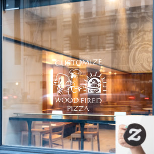 Autocollant Pour Fenêtre Personnaliser Pizza Chef Four à Briques Pizzeria
