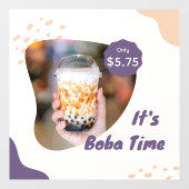 Autocollant Pour Fenêtre Personnaliser Prix Boba Milk Bubble Tea (Feuille)
