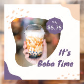 Autocollant Pour Fenêtre Personnaliser Prix Boba Milk Bubble Tea (Feuille 2)