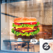 Autocollant Pour Fenêtre Personnaliser Prix Double Cheeseburger Deluxe Adve (Fenêtre de café)