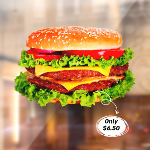 Autocollant Pour Fenêtre Personnaliser Prix Double Cheeseburger Deluxe Adve