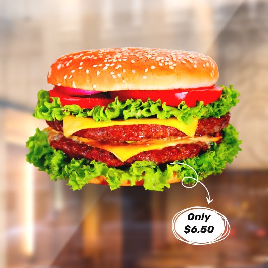 Autocollant Pour Fenêtre Personnaliser Prix Double Cheeseburger Deluxe Adve (Feuille 2)