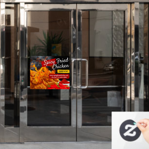 Autocollant Pour Fenêtre Personnaliser Restaurant de Poulet Frit Épicé Roug