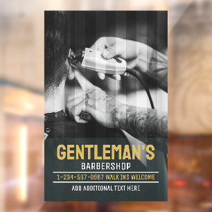 Autocollant Pour Fenêtre Personnaliser Salon de Coiffure Moderne Noir et Bl
