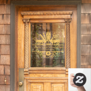 Autocollant Pour Fenêtre Personnaliser Salon Des Cheveux Et Spa Gold Black 