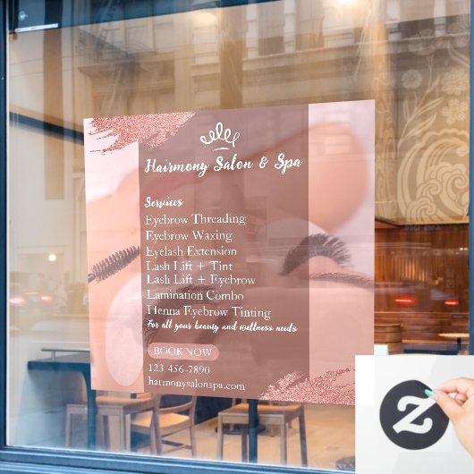 Autocollant Pour Fenêtre Personnaliser Salon Spa Lashes Services (Fenêtre de café)