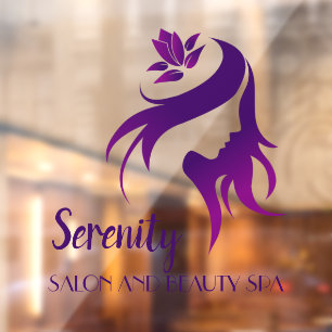 Autocollant Pour Fenêtre Personnaliser Salon Spa Lotus Fleur Silhouette Bou
