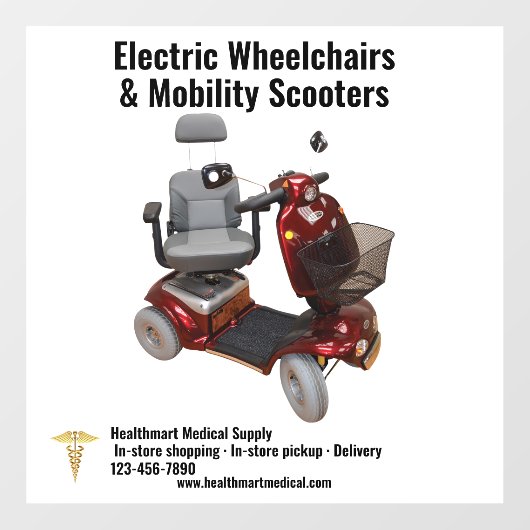 Autocollant Pour Fenêtre Personnaliser Scooters Médicale de mobilité de l'o (Feuille)