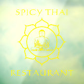 Autocollant Pour Fenêtre Personnaliser Thai Restaurant Bouddha Front (Feuille 3)