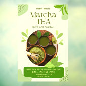 Autocollant Pour Fenêtre Personnaliser Vert Bio Matcha Thé Boire Advert (Feuille 3)