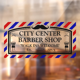 Autocollant Pour Fenêtre Personnaliser Vintage Barber Shop Business Front