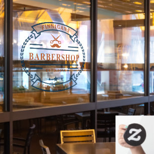 Autocollant Pour Fenêtre Personnaliser Vintage Barber Shop Ciseaux Moustach