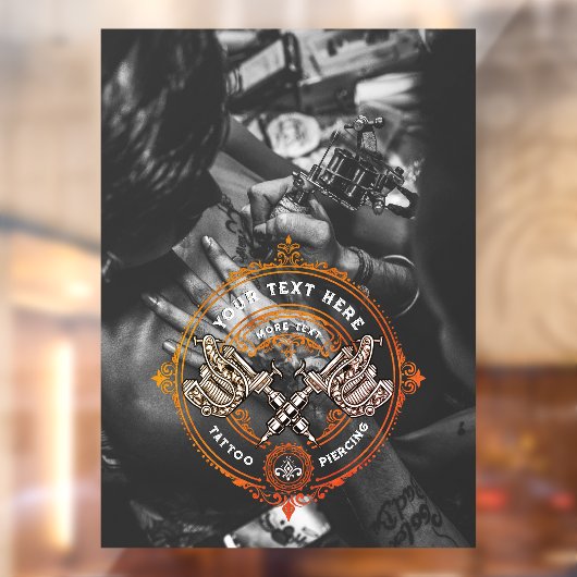 Autocollant Pour Fenêtre Personnaliser Vintage Tattoo Shop Machine à armes  (Feuille 2)