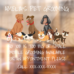 Autocollant Pour Fenêtre Personnalisez Pet Grooming Cute Chiens Avant Photo