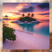 Autocollant Pour Fenêtre Personnalisez votre propre plage de mer au coucher (Feuille 2)