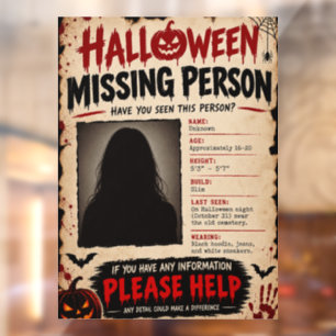 Autocollant Pour Fenêtre Personne disparue Halloween vintage