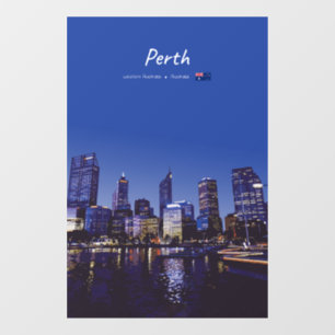 Autocollant Pour Fenêtre Perth, Australie - Ciel de la ville la nuit
