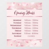 Autocollant Pour Fenêtre Pétales à fleurs roses Heures d'ouverture Clôture  (Feuille)
