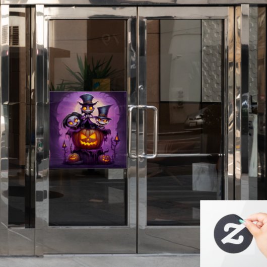 Autocollant Pour Fenêtre Petit magicien mignon monstres païens mignon Hallo (Porte de bureau)