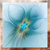 Autocollant Pour Fenêtre Petite Beauté Moderne Bleu Or Fractal Art Flower (Feuille 2)