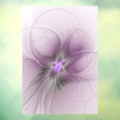 Autocollant Pour Fenêtre Petite Beauté Moderne Mauve Grey Fractal Art Flowe (Feuille 3)