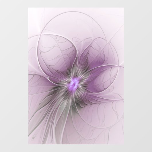 Autocollant Pour Fenêtre Petite Beauté Moderne Mauve Grey Fractal Art Flowe (Feuille)