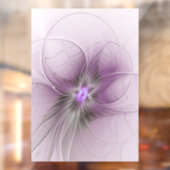 Autocollant Pour Fenêtre Petite Beauté Moderne Mauve Grey Fractal Art Flowe (Feuille 2)