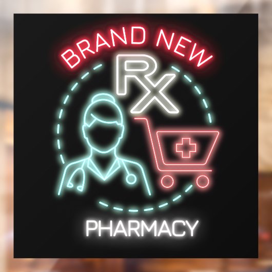 Autocollant Pour Fenêtre Pharmacie Faux Neon sur mesure Drugstore (Feuille 2)