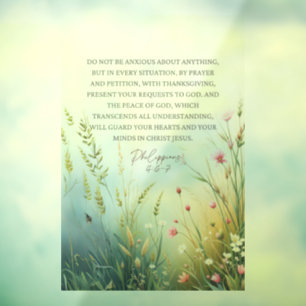 Autocollant Pour Fenêtre Philippiens 4:6-7 Verset de la Bible Fleur Sauvage
