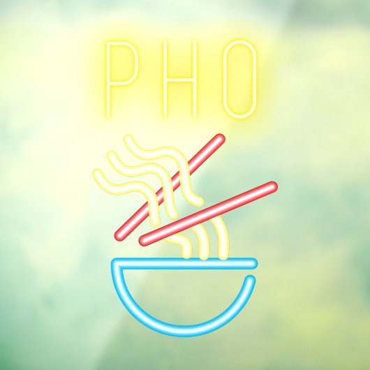 Autocollant Pour Fenêtre PHO NOODLES Faux Neon Restaurant vietnamien clair (Feuille 3)