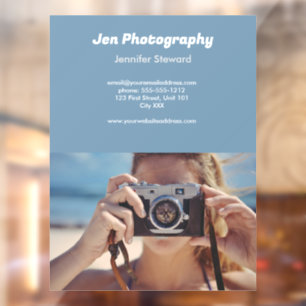 Autocollant Pour Fenêtre Photographe bleu sur mesure
